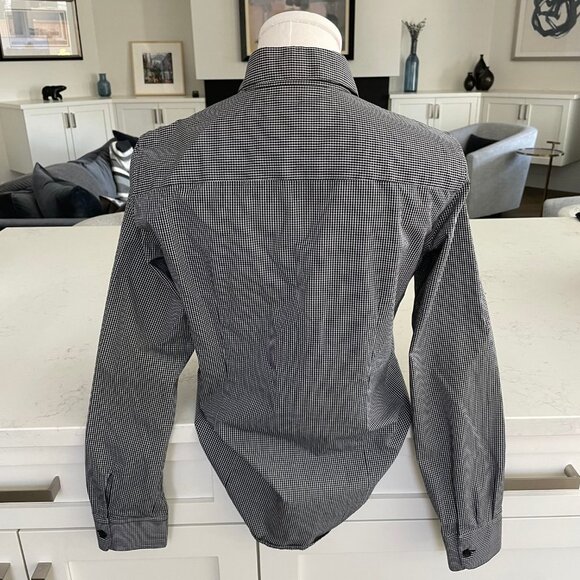 Foxcroft Lg Slv Button Down Cotton Check Wrinkle Free Shirt Blk+Wht Sz S NWOT - Picture 5 of 12